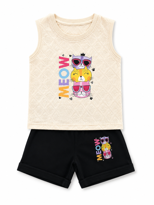 Tang-Top Set Boys Tank Top & Shorts Set – Cream & Black