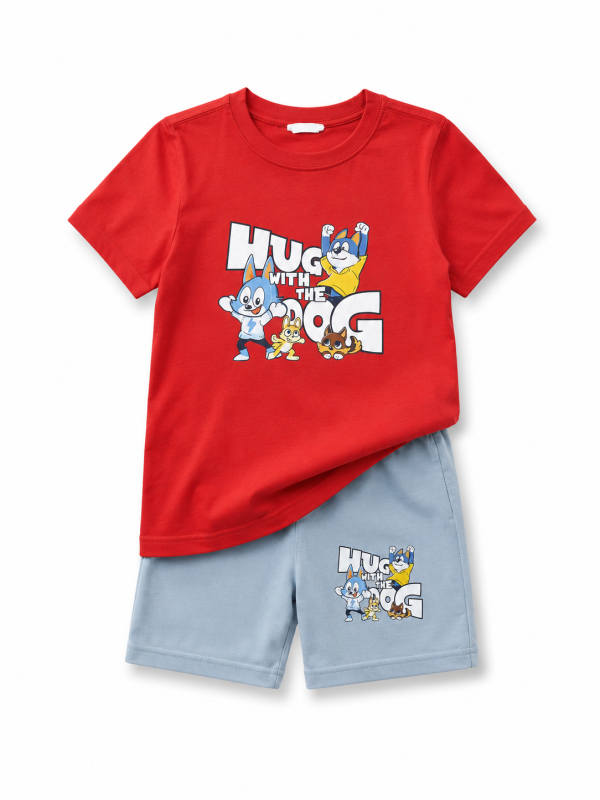 Boys Summer T-Shirt & Shorts Set – Yellow & Maroon